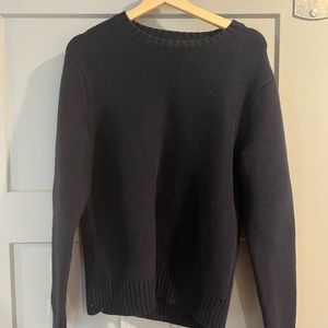 J. Crew Organic navy cotton crewneck sweater in garter stitch Small S